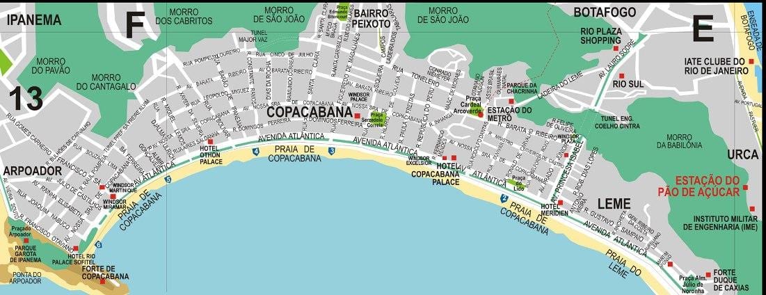 copacabana რიო-დე-ჟანეიროში რუკა